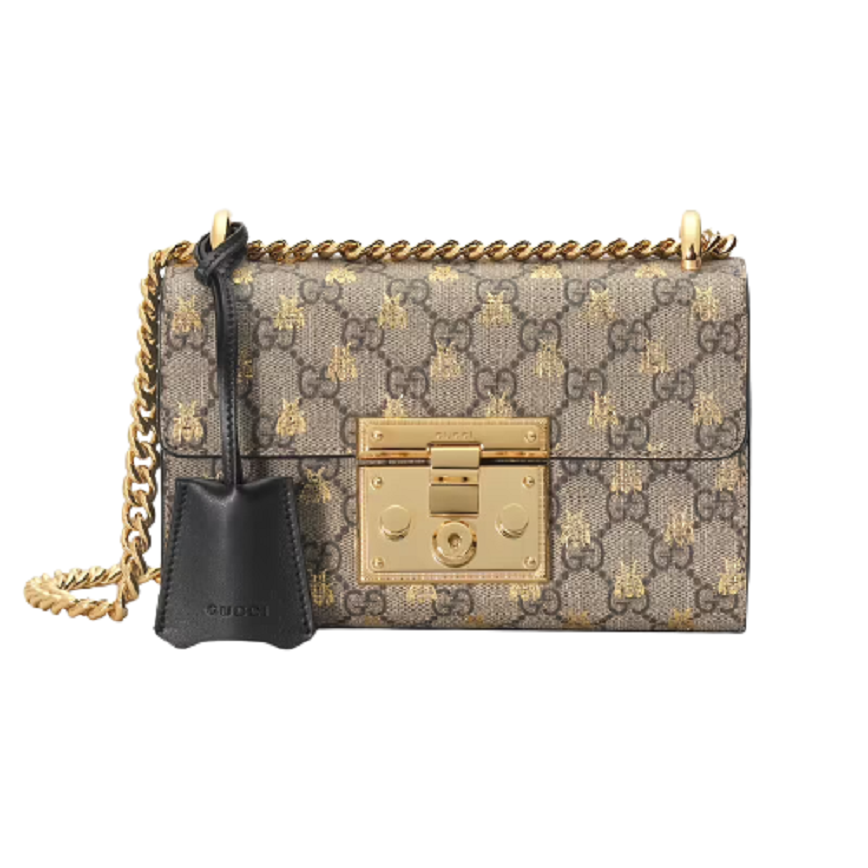 Túi Gucci Padlock Small GG Bees Shoulder Beige And Black Leather 409487-9F26G-8319
