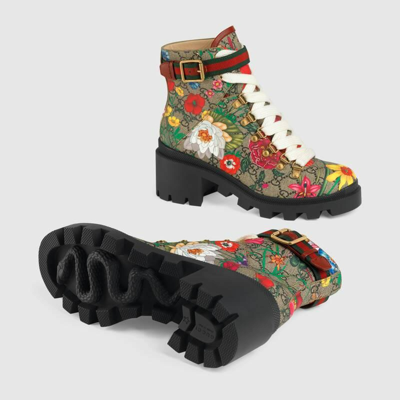 Giày Gucci GG Flora Ankle Boot 602184-HT510-8494 - Ảnh 3
