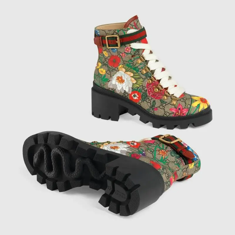 Giày Gucci GG Flora Ankle Boot 602184-HT510-8494 - Ảnh 3
