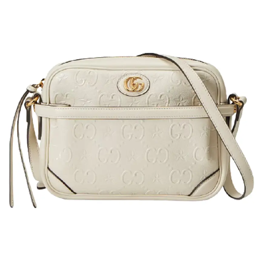 Túi Gucci Small GG Star Shoulder White Leather 675776-UF2AG-9022