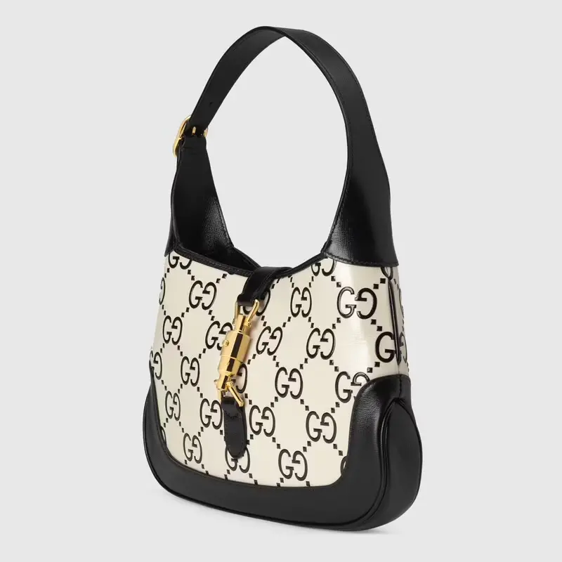 Túi Gucci Jackie 1961 Small GG Shoulder Black And White Leather 636706-UGMBG-9063 - Ảnh 4