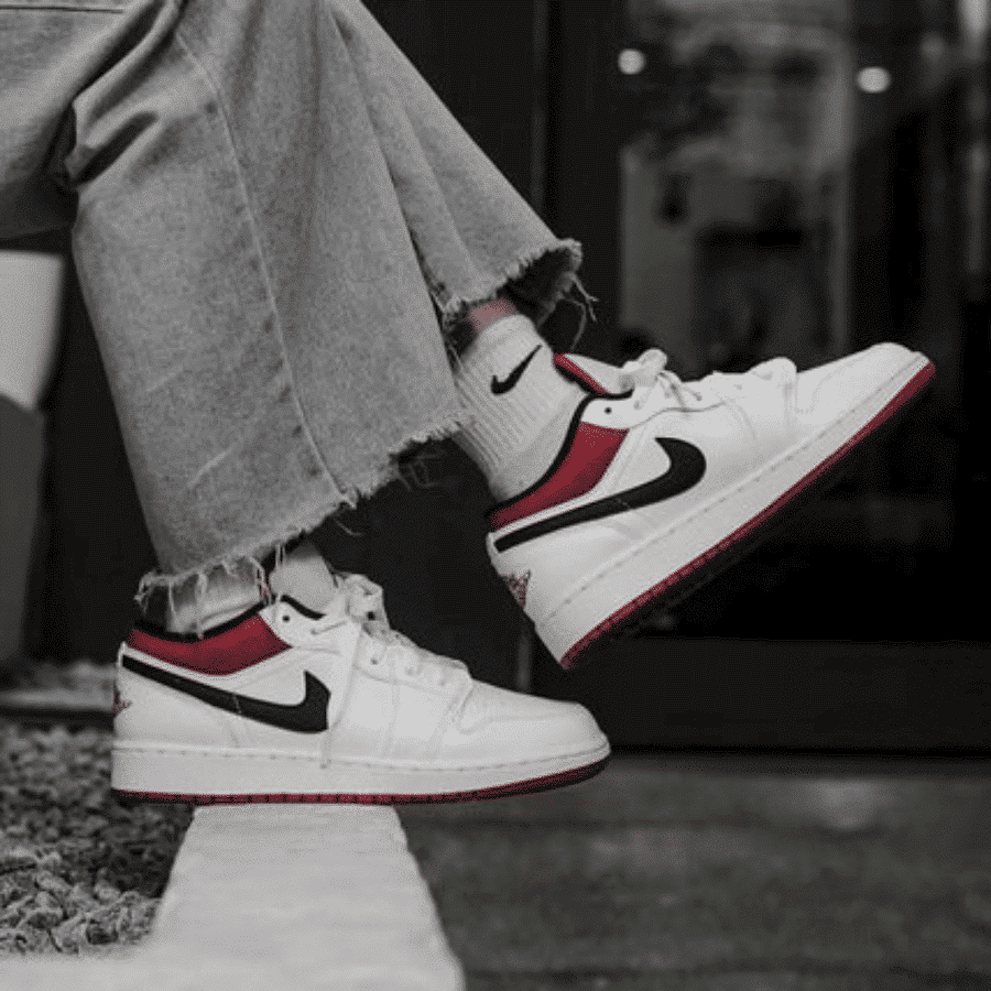 Giày Nike Air Jordan 1 Low GS 'White Gym Red' 553560-118 - Ảnh 6
