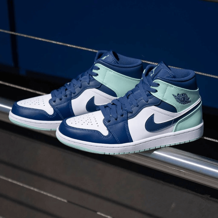 Giày Nike Jordan 1 Mid Mystic Navy Mint Foam GS 554725-413 - Ảnh 5