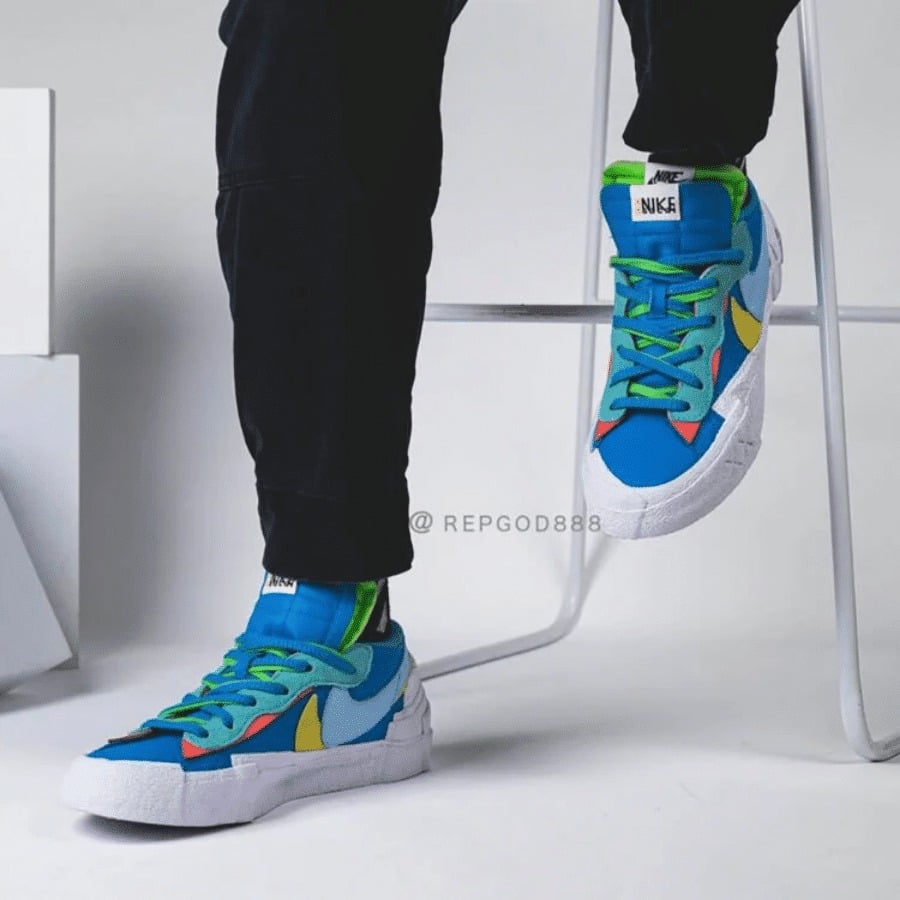 Giày Nike KAWS x sacai x Blazer Low 'Neptune Blue' DM7901-400 - Ảnh 7