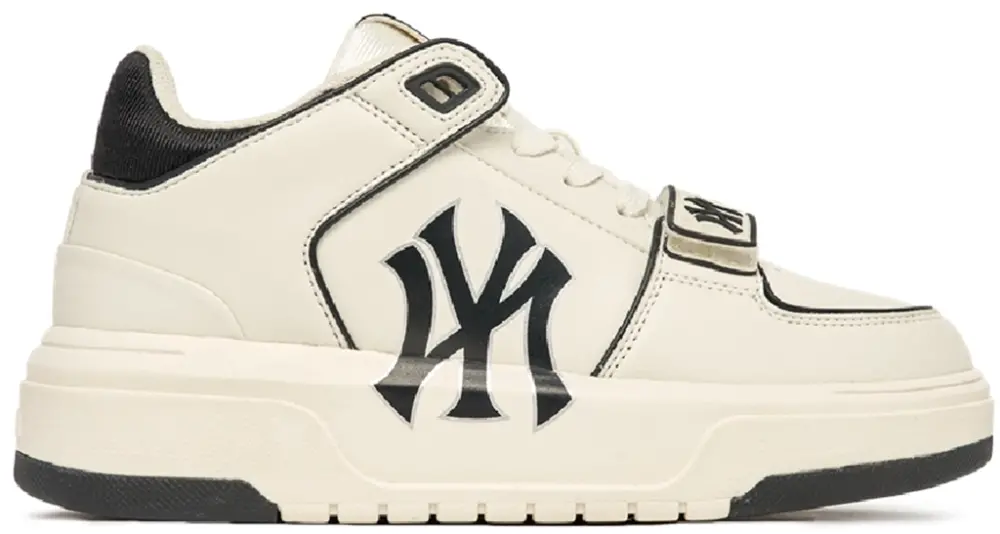 Giày MLB Chunky Mid Liner New York Yankees 'White Black' 3ASXLMB3N-50BKS