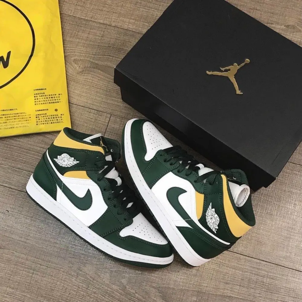 Giày Nike Air Jordan 1 Mid 'Green Yellow' 554724-371 - Ảnh 3