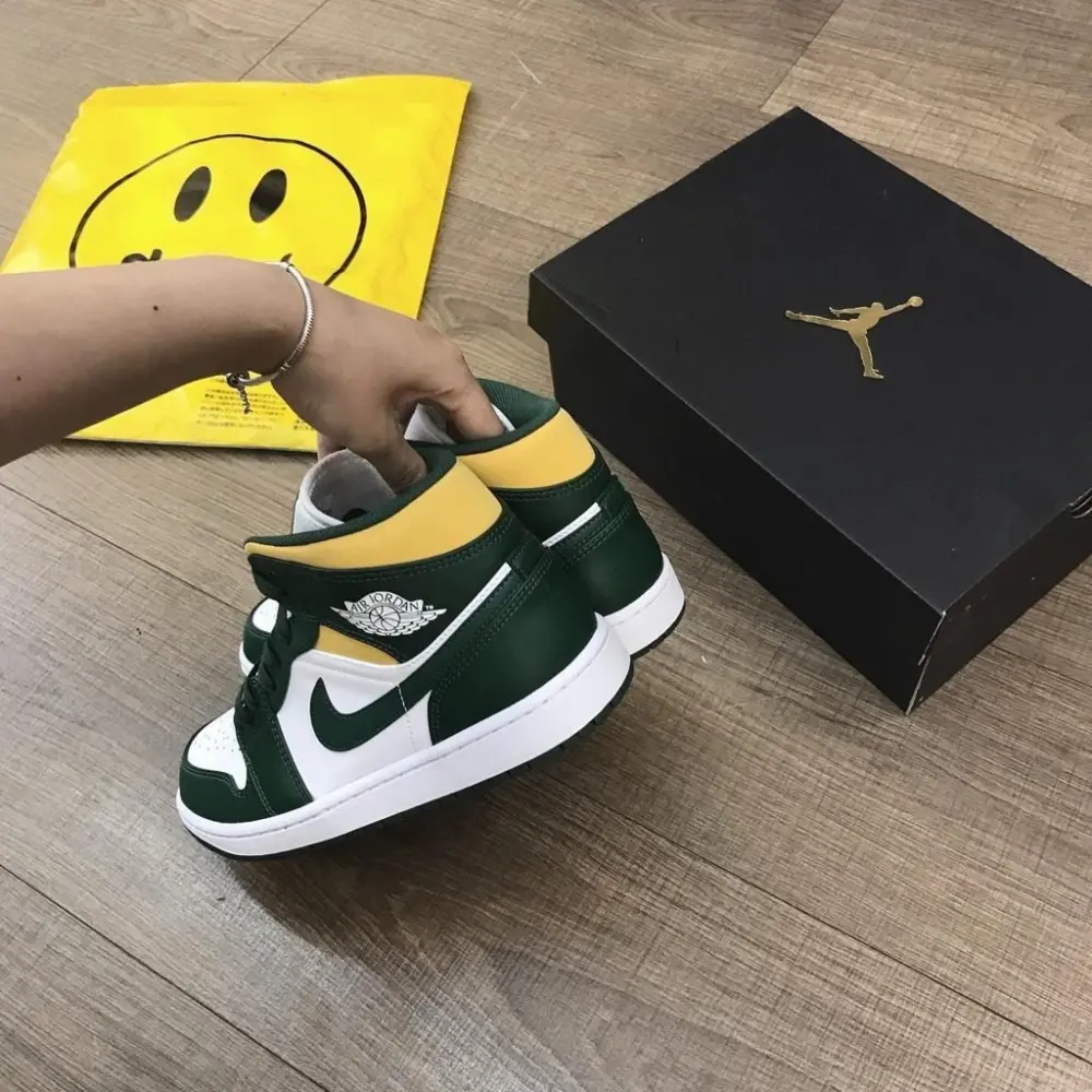 Giày Nike Air Jordan 1 Mid 'Green Yellow' 554724-371 - Ảnh 4