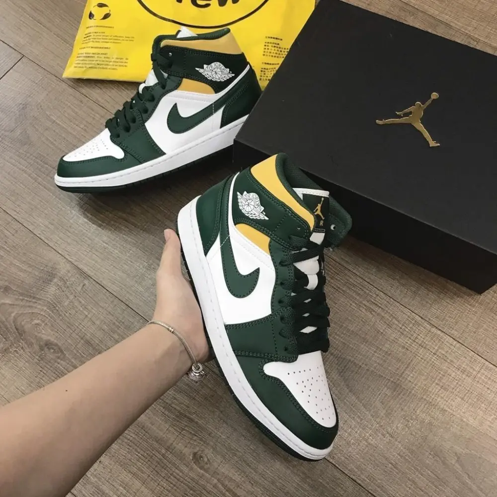 Giày Nike Air Jordan 1 Mid 'Green Yellow' 554724-371 - Ảnh 5