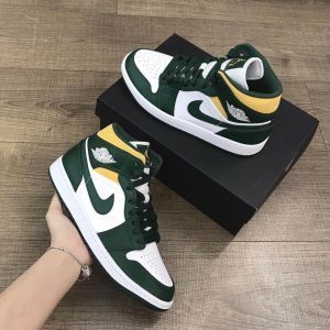 Alternative view of Giày Nike Air Jordan 1 Mid 'Green Yellow' 554724-371