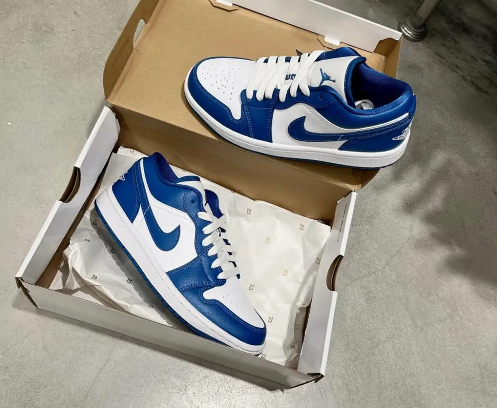 Giày Nike Air Jordan 1 Low White Dark Marina Blue DC0774-114 - Ảnh 6