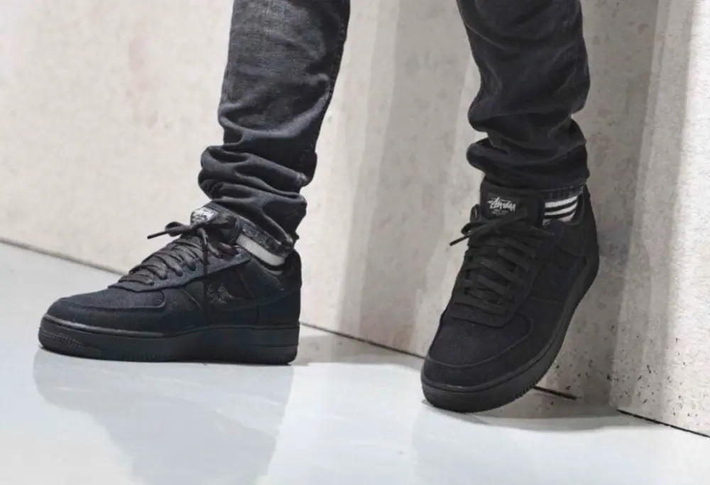 Giày Nike Stussy x Air Force 1 Low 'Triple Black' CZ9084-001 - Ảnh 4