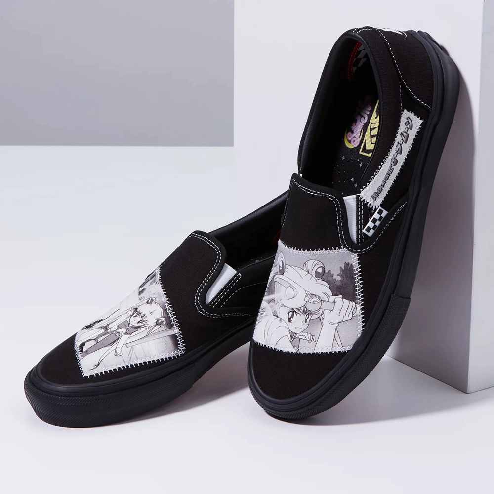 Giày Vans Slip On x Pretty Guardian Sailor Moon 'Black White' VN0A5FCAYB2 - Ảnh 5