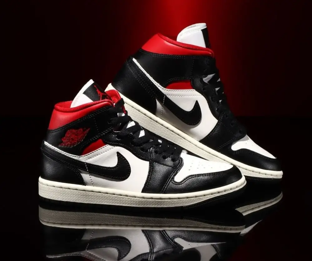 Giày Nike Air Jordan 1 Mid 'Black Sail Gym Red' BQ6472-061 - Ảnh 7