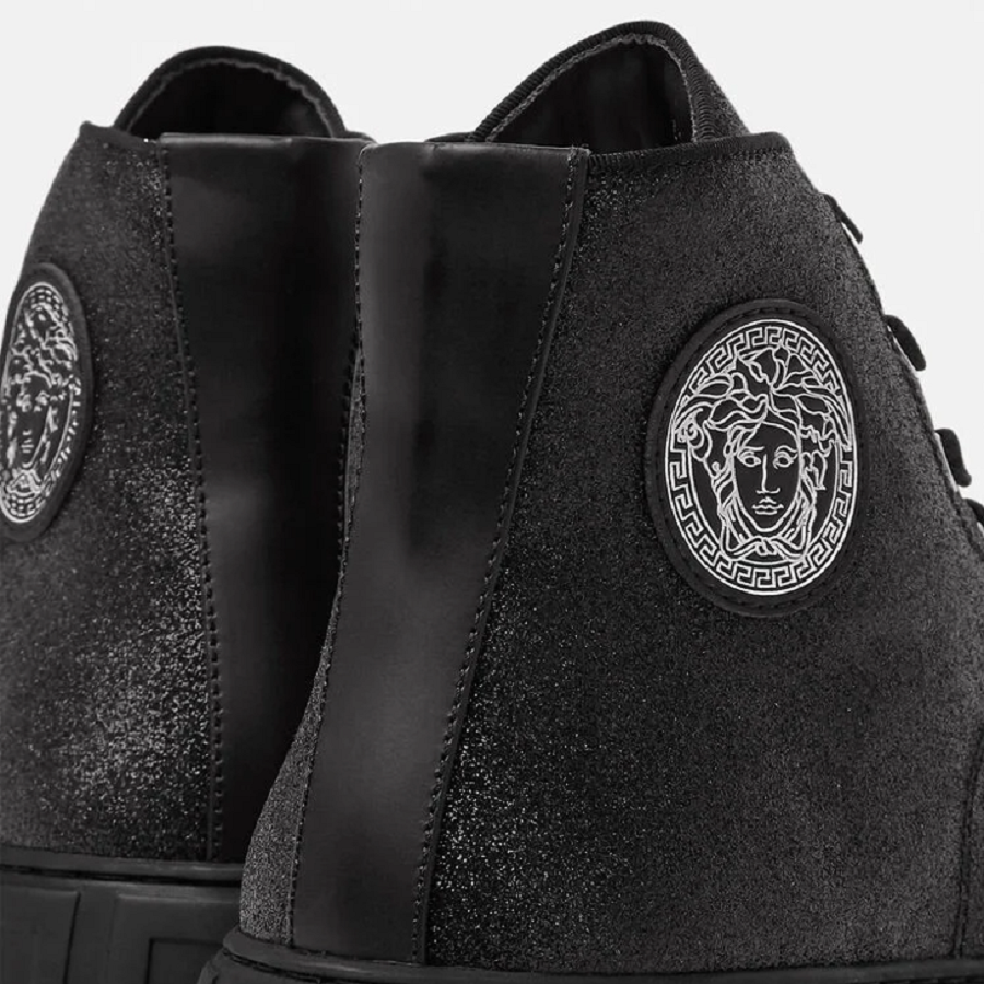 Giày Versace Greca Suede High Top Trainers Black DSU8403-1A02718-1B00P - Ảnh 4