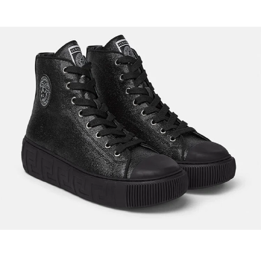 Giày Versace Greca Suede High Top Trainers Black DSU8403-1A02718-1B00P - Ảnh 3