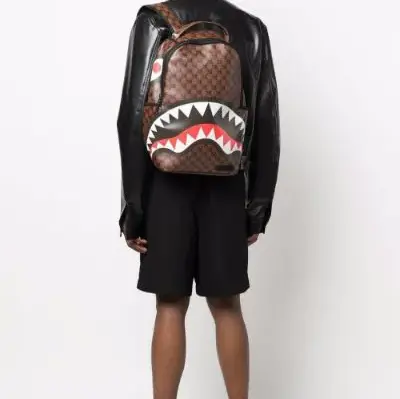 Alternative view of Balo Sprayground Skull Check In Paris Brown 910B3554NSZ