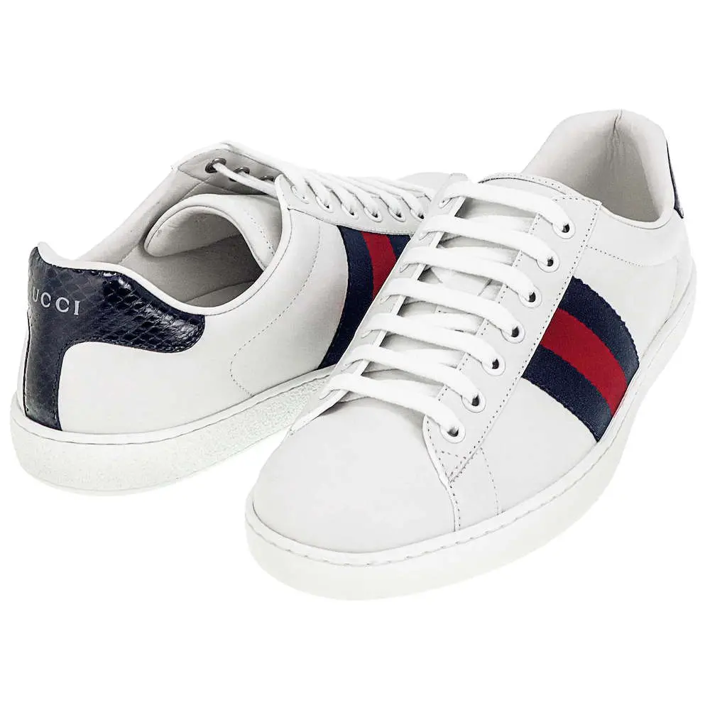 Alternative view of Giày Gucci Ace Leather 'Blue' 386750-A38D0-9072