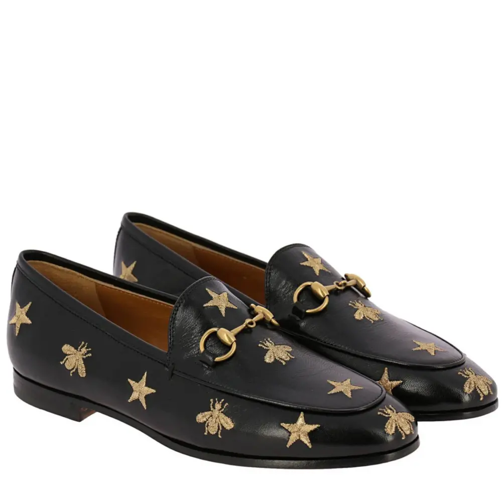 Alternative view of Giày Gucci Jordaan Embroidered Leather Loafer 505281-D3V00-1000