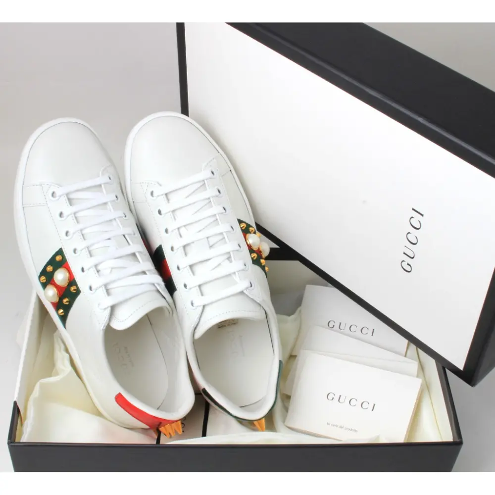 Alternative view of Giày Gucci Wmns Ace Studded 'White' 431887-A38G0-9064
