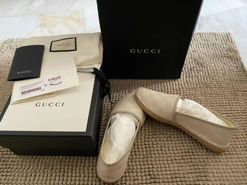Giày Gucci Monogram Signature Espadrilles 35 Off White 466902-FV590-9073 - Ảnh 4