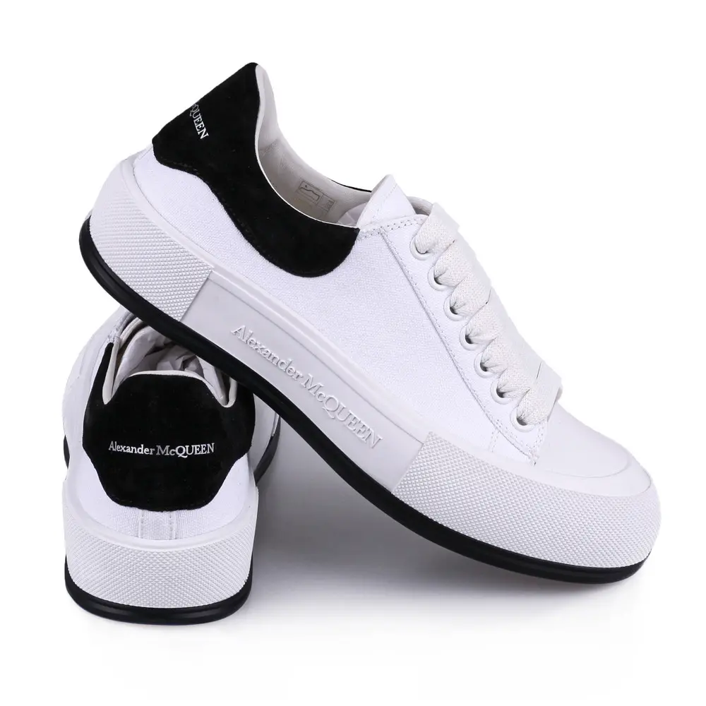 Giày Alexander McQueen Deck Plimsoll Low 'White Black' 654594 W4MV7 9061 - Ảnh 3