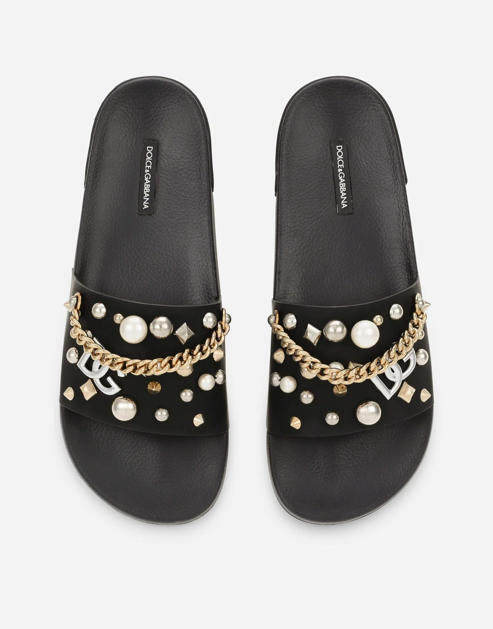 Dép Dolce & Gabbana Stud Embellished Slides 'Black' CS1990AY08280999 - Ảnh 4