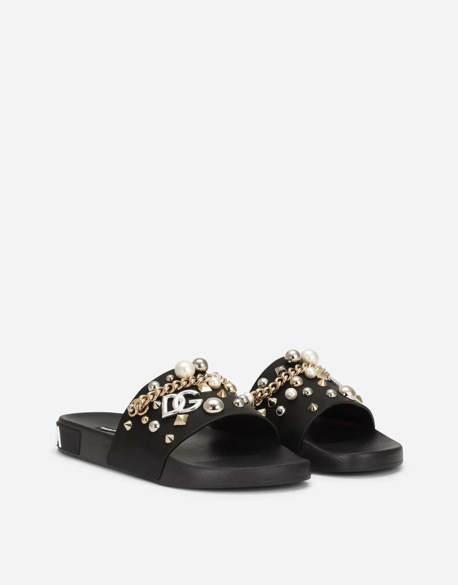 Dép Dolce & Gabbana Stud Embellished Slides 'Black' CS1990AY08280999 - Ảnh 3