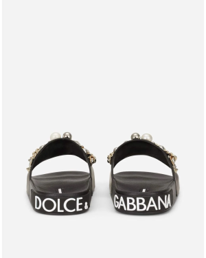 Alternative view of Dép Dolce & Gabbana Stud Embellished Slides 'Black' CS1990AY08280999