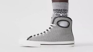 Alternative view of Giày Burberry Porthole Canvas High-Top Black White 80390661