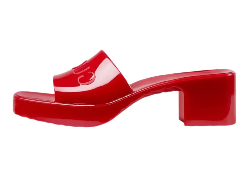 Dép Gucci Rubber Logo Platform Slide Sandal 'Red' 624730-J8700-6433 - Ảnh 3