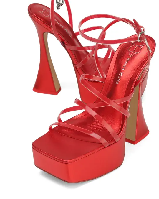 Giày cao gót Naked Wolfe HOPE METALLIC 'RED' - Ảnh 4