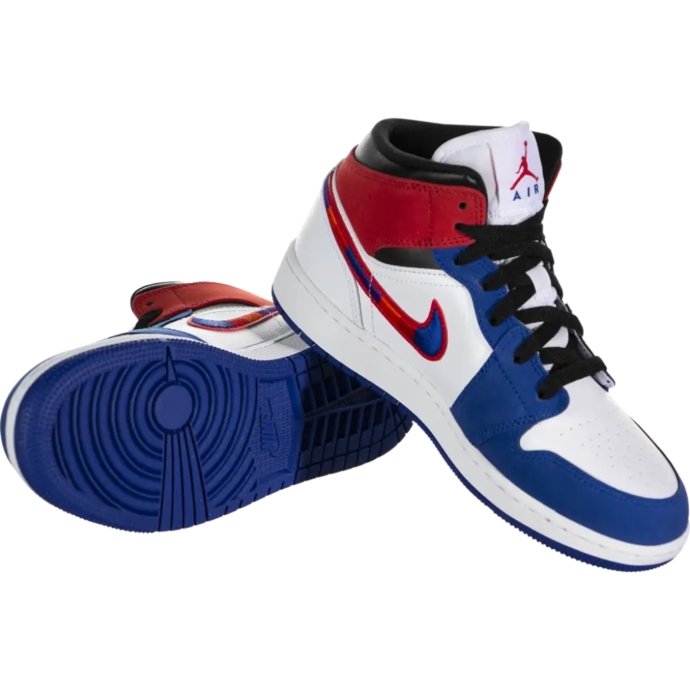 Giày Nike Air Jordan 1 MID SE GS 'Multicolored Swoosh' BQ6931-146 - Ảnh 5