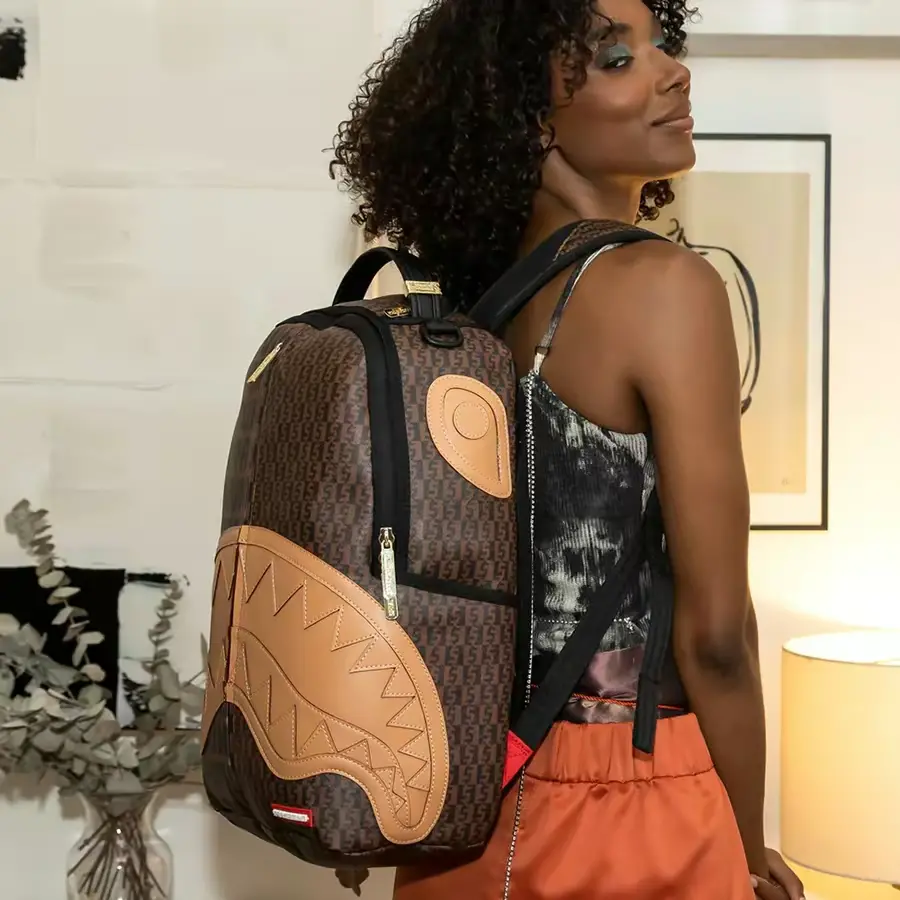 Balo Sprayground Presbyopia Stitching Checkerboard Shark 'Brown' W0835704 - Ảnh 4