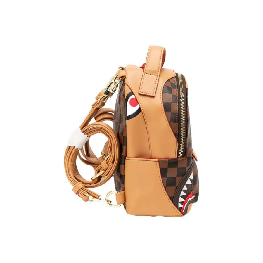 Balo Sprayground Retro Checkerboard Shark Mouth 'Brown' W0735708 - Ảnh 4