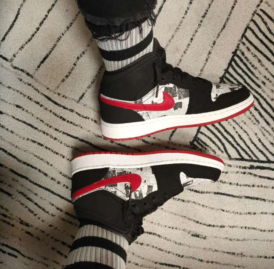 Giày Nike Air Jordan 1 Mid 'Newspaper Air Times' BQ6931-061 - Ảnh 3