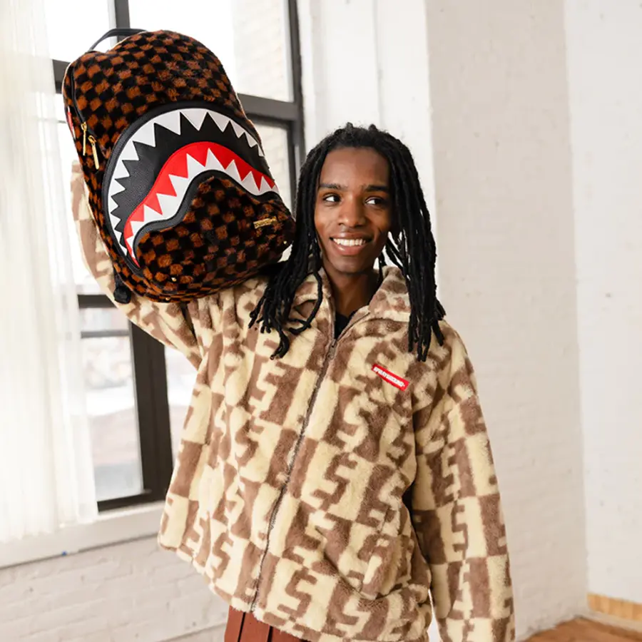 Balo Sprayground Plush Shark Mouth 'Couples Brown' W0915707 - Ảnh 4