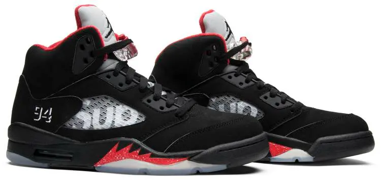 Giày Supreme x Nike Air Jordan 5 Retro 'Black' 824371-001 - Ảnh 6