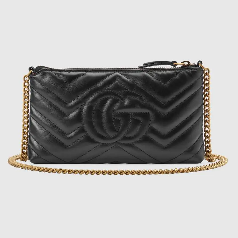 Alternative view of Túi Gucci Black GG Marmont Matelassé Mini Chain Bag 443447 DTD1T 1000