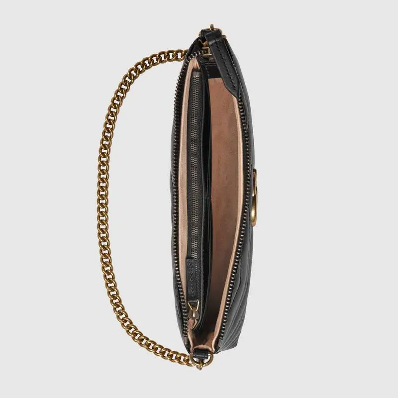 Túi Gucci Black GG Marmont Matelassé Mini Chain Bag 443447 DTD1T 1000 - Ảnh 4