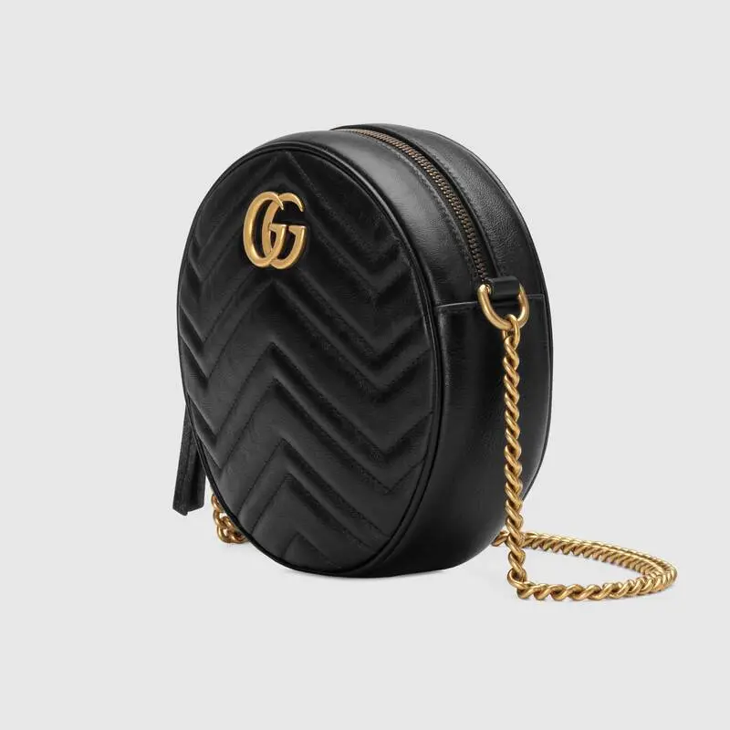 Túi Gucci GG Marmont Mini Round Shoulder Bag 550154 0OLET 1000 - Ảnh 4