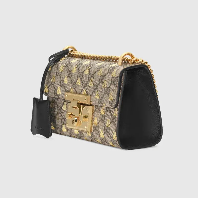 Túi Gucci Padlock Small GG Bees Shoulder Beige And Black Leather 409487-9F26G-8319 - Ảnh 4