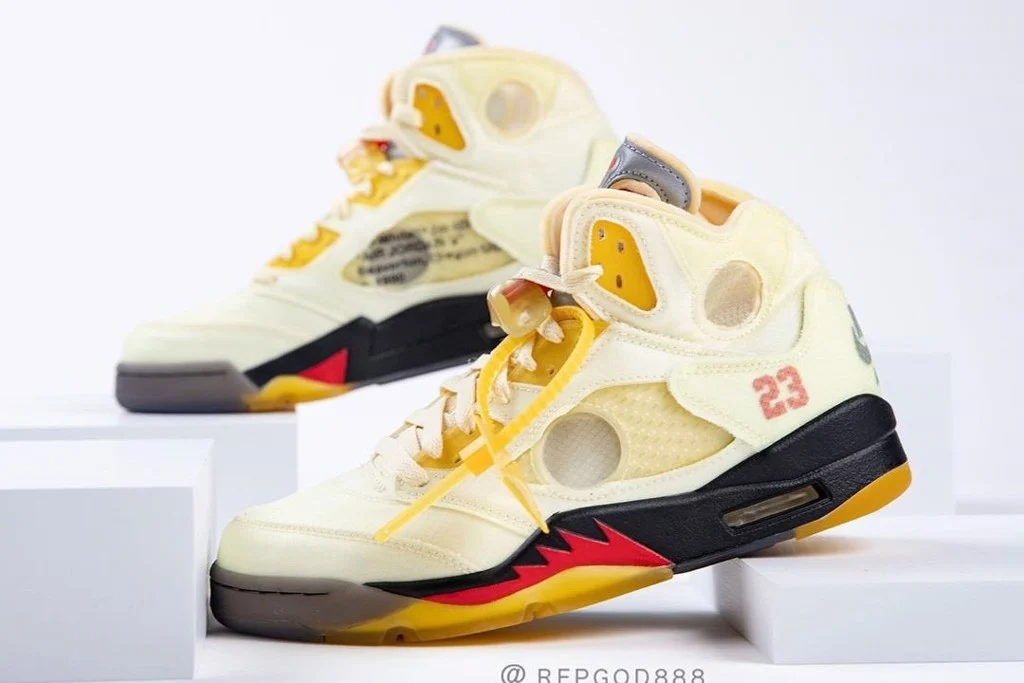Giày Nike Air Jordan 5 SP x Off-White 'Sail' DH8565-100 - Ảnh 3