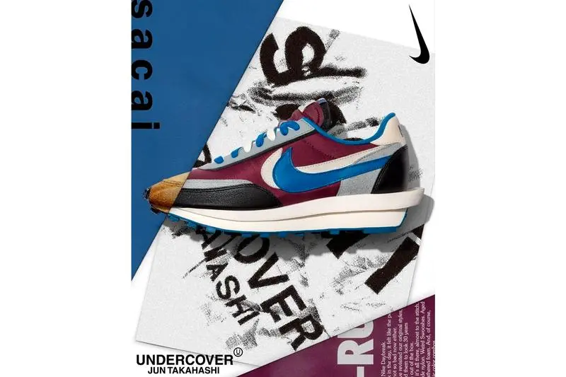 Giày Nike Sacai x Undercover x LDWaffle 'Maroon Team Royal' DJ4877-600 - Ảnh 4