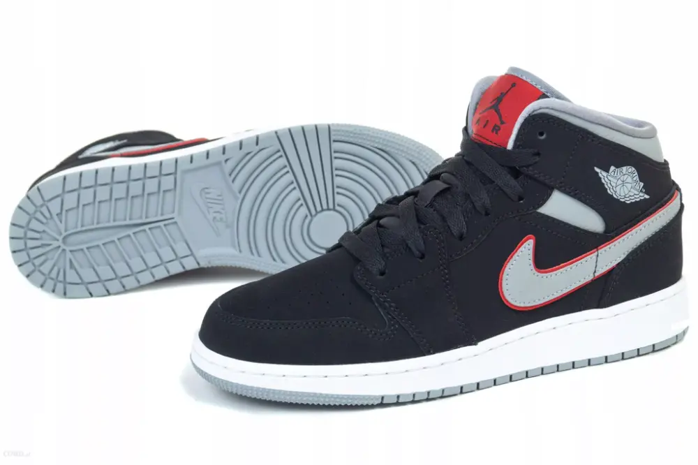 Giày Nike Air Jordan 1 Mid GS 'Black Particle Grey' 554725-060 - Ảnh 3