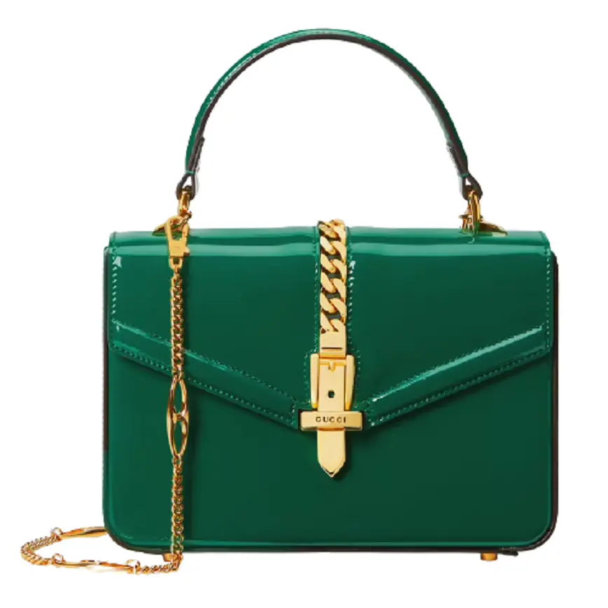 Túi Gucci Sylvie 1969 Patent Leather Mini Top Handle Emerald Green 589479-1J70G-3120