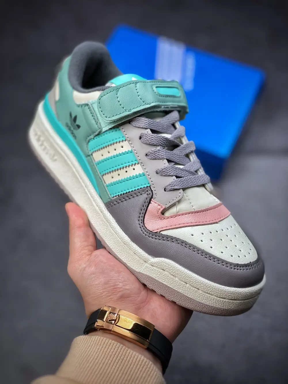 Giày Adidas Originals Forum 84 Low 'Dark Grey Green Cloud White' GX4574 - Ảnh 7