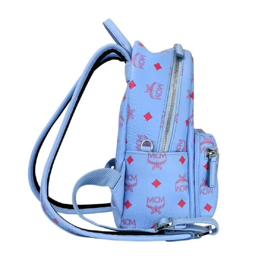 Alternative view of Balo MCM Stark Backpack in Visetos 'Blue' MMKASVE13H2001