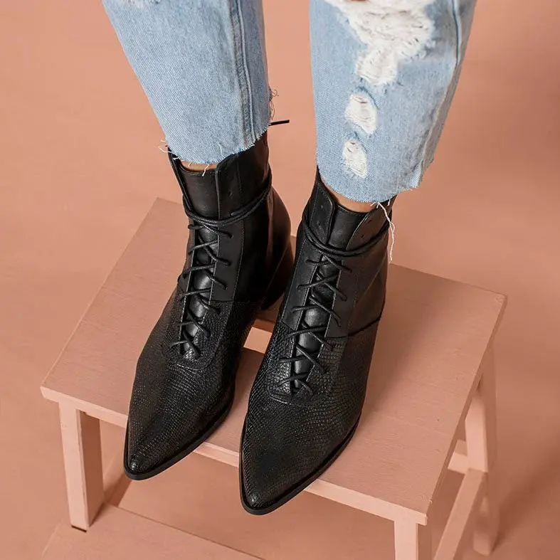 Giày MSIBHV Sasha Ankle Boot Monogram Black 3121BM621 - Ảnh 3