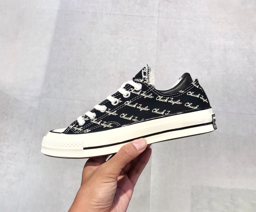 Giày Converse Chuck 70 Low 'Scripted Signature Print Black Egret' 167698C - Ảnh 3