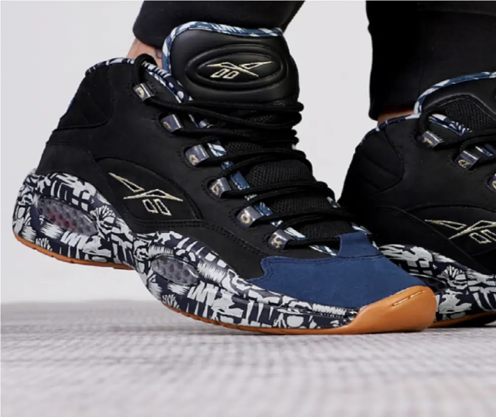 Alternative view of Giày Reebok Question Mid Iverson Classic 'Black Navy Grey' FX4991